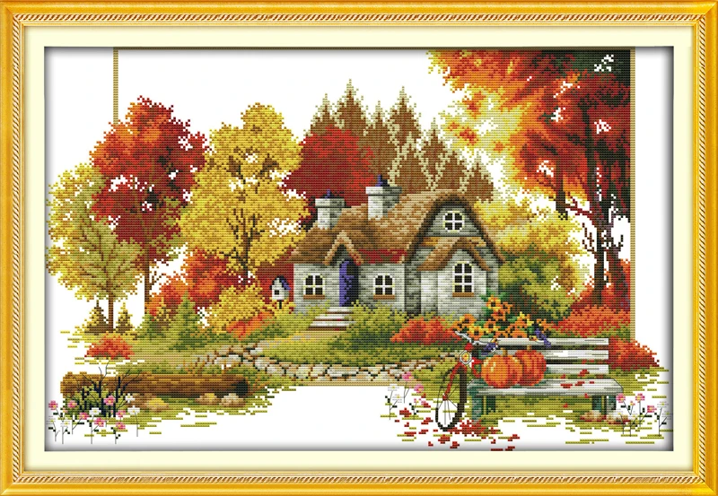 

Autumn counted printed on fabric DMC 14CT 11CT Cross Stitch kitsembroidery needlework Sets Home Decor