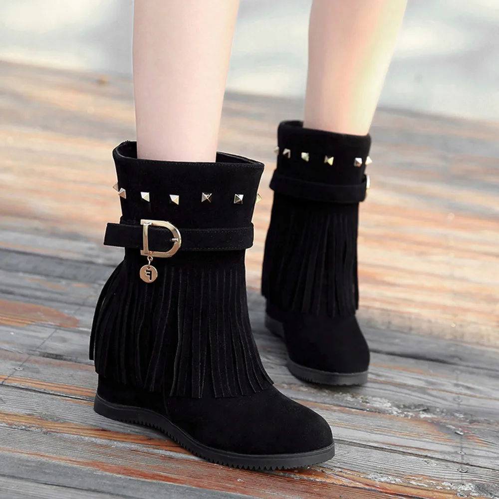 

Platform Wedge Heel Tassel Women Shoes Increased Platform Fashion Casual Boots for dropshipping 20180823