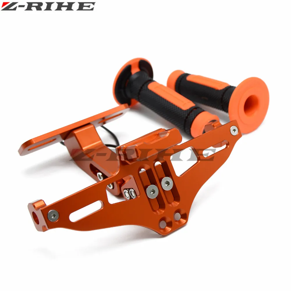 

Motorcycle LED License Plate Bracket Holder and Hand Grips Handle Rubber Bar Gel Grip for KTM Duke 125 200 390 690 990 Motocross