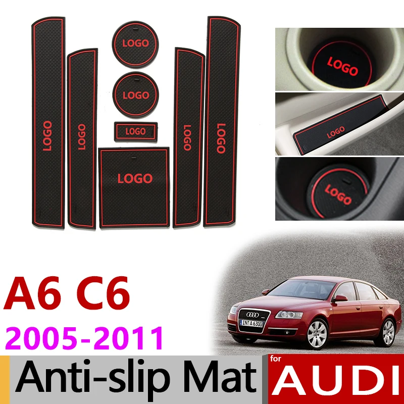

Anti-Slip Rubber Gate Slot Cup Mat for Audi A6 C6 2005-2011 4F RS6 S6 S line RS 6 Accessories 2005 2006 2007 2008 2009 2010 2011