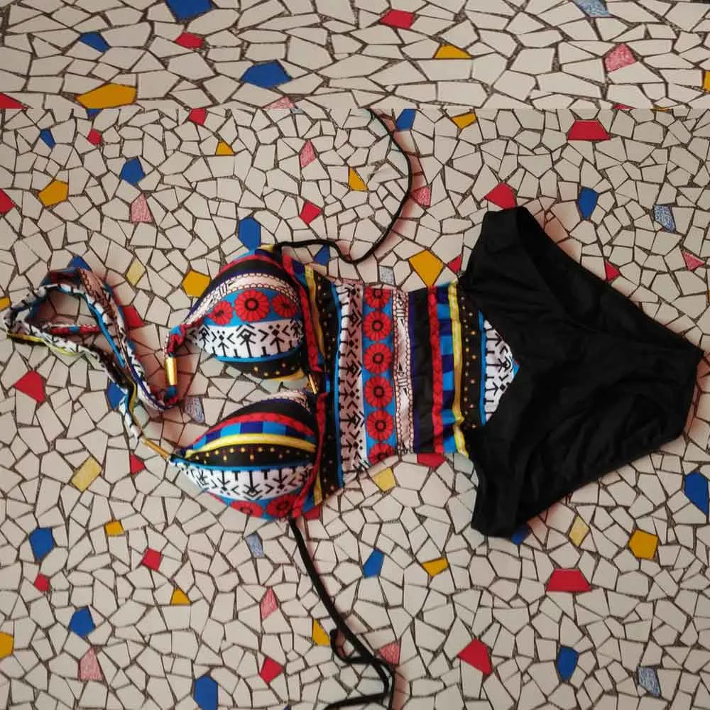  swimsuit bikini mulheres 2019 woman swimsuit bikini set Women Push-Up Bikini Printed Bohemia One Piece Swimwear Swimsuit 