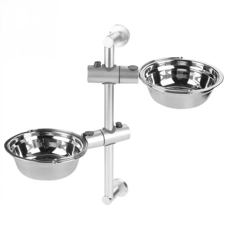 

Adjustable Stainless Steel Dog Bowl Set with 2 Feeding and Drinking Bowls for Pets Cats Dogs