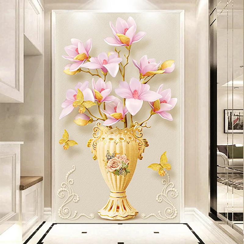 

New Diy 5D Diamond Embroidery Painting Simple Modern Flower Vase Pattern Kit For Living Room and Home Entrance Wall Decoration