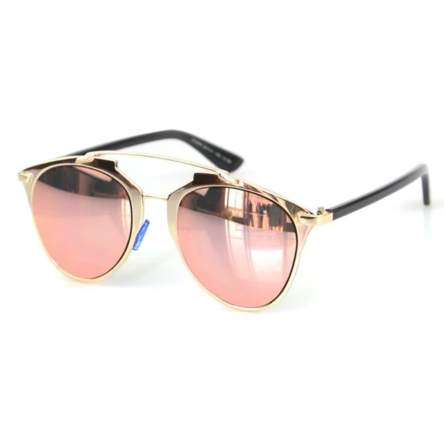 VictoryLip Mirror Sunglasses Fashion Brand Designer Classic Rose Gold Women or Men UV400 Real Sun Glasses