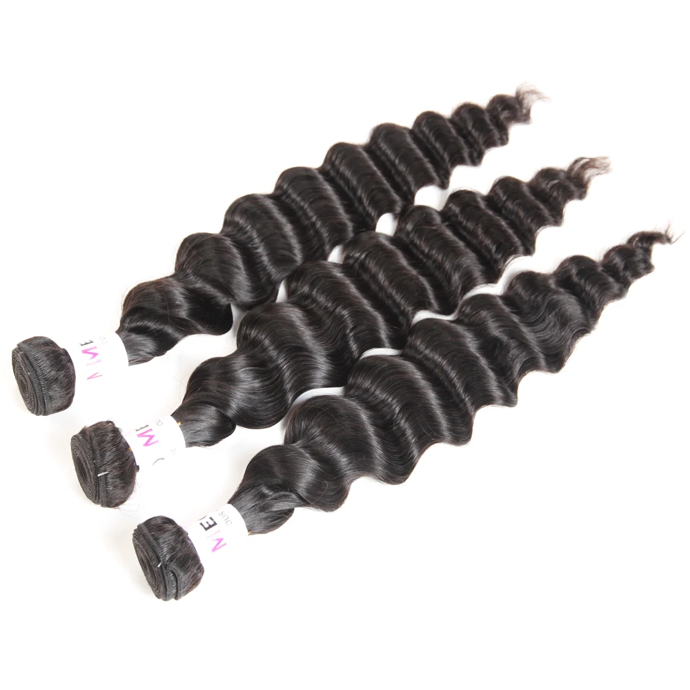 Megalook Malaysian Loose Deep Wave Bundles with Closure 3pcs 100% Human Hair with Lace Closure Megalook Malaysian Loose Deep Wave Bundles with Closure 3pcs 100% Human Hair with Lace Closure
