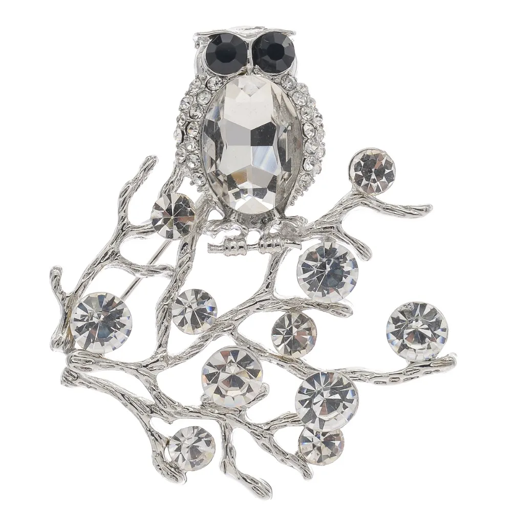 

Silver Tone Clear Owl Brooch Animal Pins Rhinestone Crystal Broach Women Jewelry Accessories 8806613