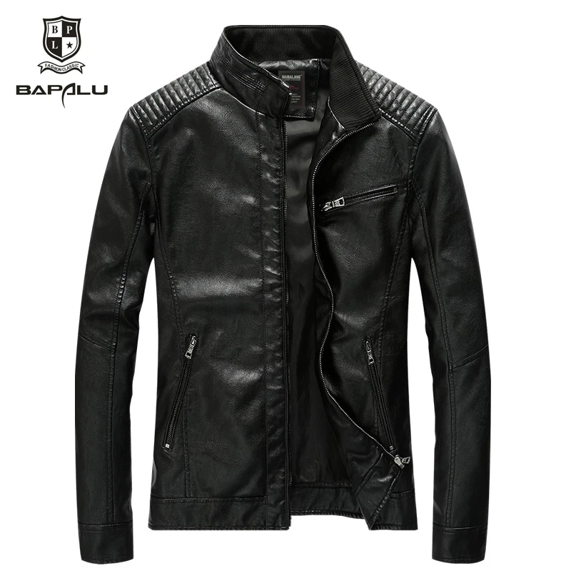 

Spring Autumn PU Leather jacket Men's Leisure Leather Jackets Washed Thin Motorcycle Leather jaqueta Coat blouson cuir homme