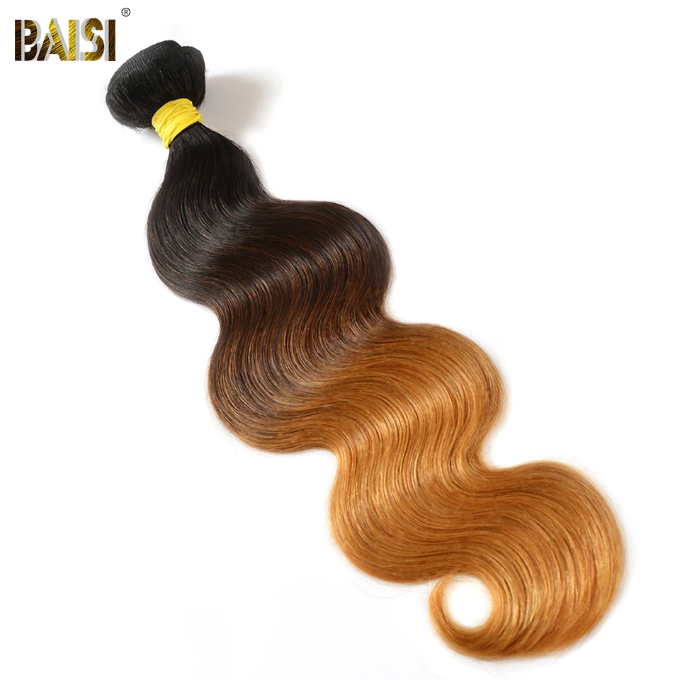 BAISI Brazilian Hair Body Wave Ombre Color 1B#4#27# Machine Double Weft 100% Remy Human Hair Weave free shipping body-wave