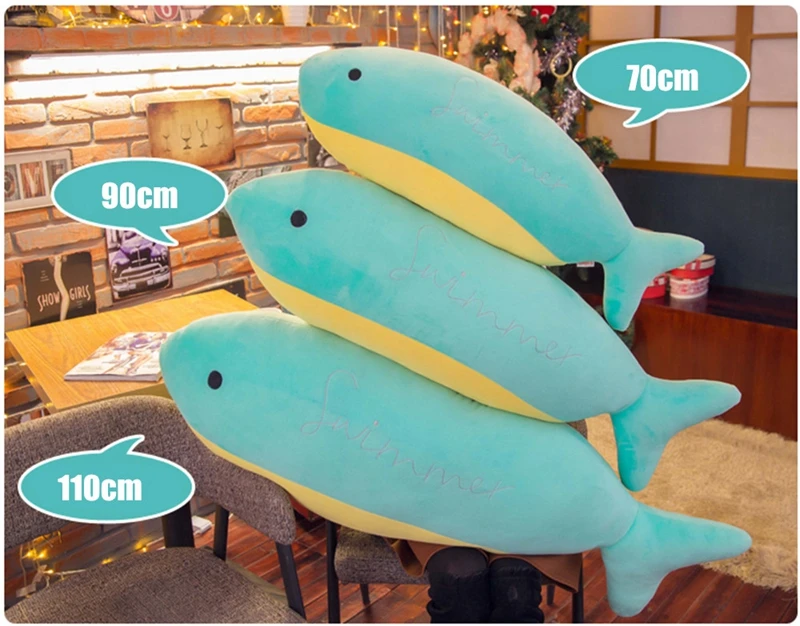 Dorimytrader Cuddly Soft Animal Fish Stuffed Pillow Doll Big Cartoon Fish Doll for Kids Adults Gift 110cm 90cm 70cm DY50045(3)