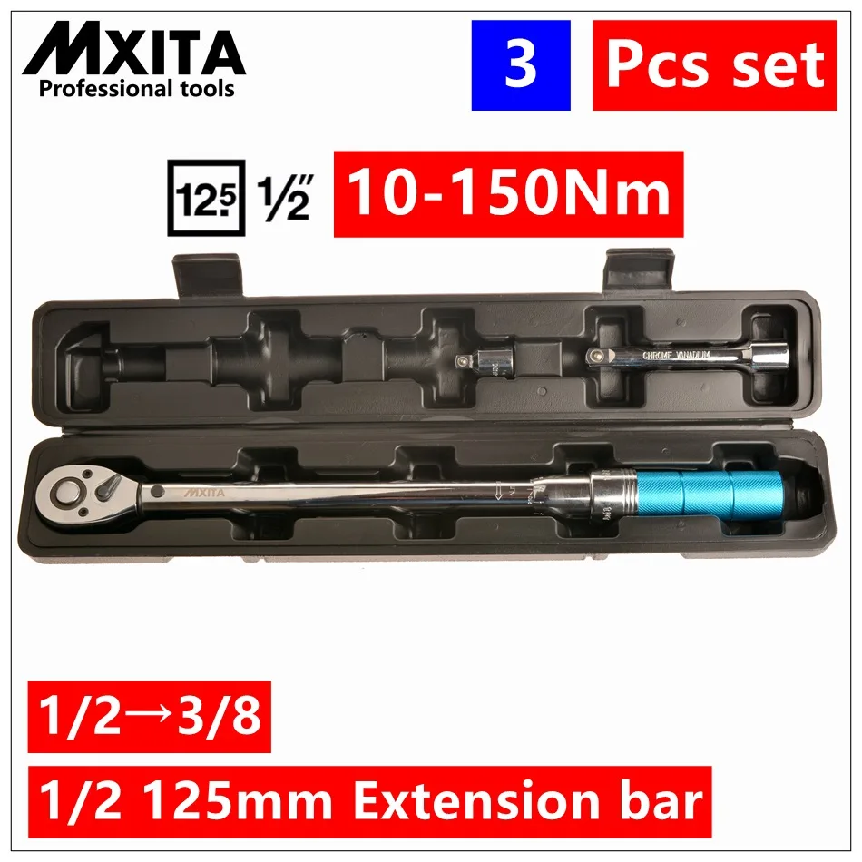 MXITA Dual Drive 1/2 "и 3/8" 28-210Nm Реверсивный ключ динамометрический ключ универсальный ключ в hand tool BOX set