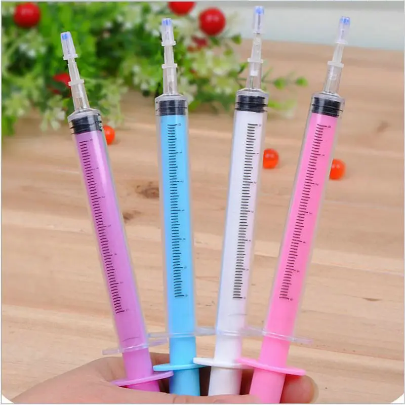 4pcs ballpoint pen Needle Syringes Injection gun Students Toys