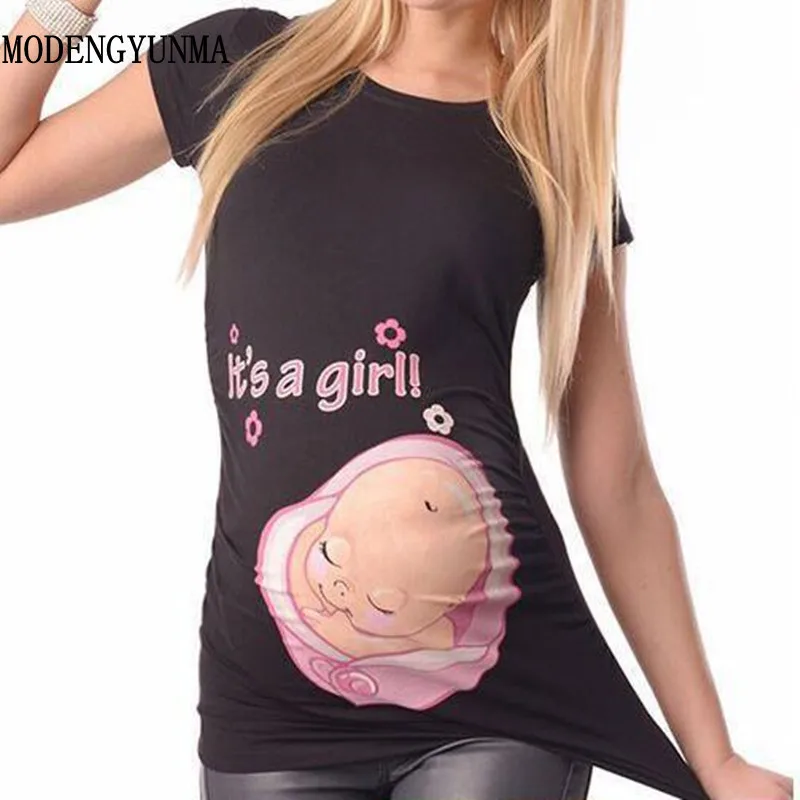 MODENGYUNMA Maternity tops for pregnant women short sleeve pregnant t shirt with baby girl print tees funny pregnancy t-shirts MODENGYUNMA Maternity tops for pregnant women short sleeve pregnant t shirt with baby girl print tees funny pregnancy t-shirts