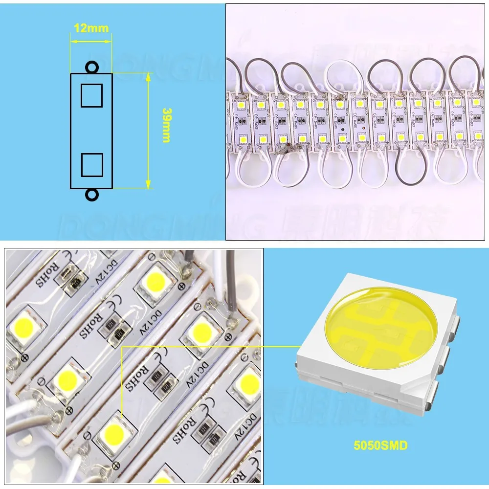 400 шт./упак. небольшой размер SMD 5050 2 светодиода светодиодный модуль свет DC12V 0.5 Вт IP65 знаки, логотип блистер светящиеся слова коридор окна