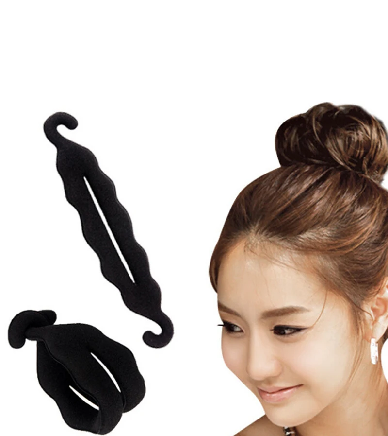 

2Pcs/Lot Hook Magic Foam Sponge Hair Disk Hair Device Donut Quick Messy Bun Maker Twist Curler Tool Updo Headwear
