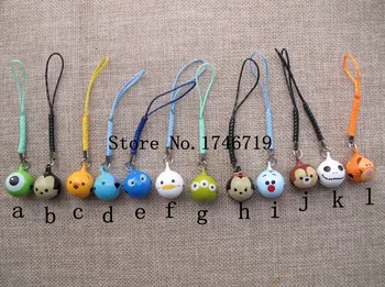 

Free Shipping 50 pcs Cute Cartoon key chains Cartoon Cell Phone Strap Bell Charm M-109