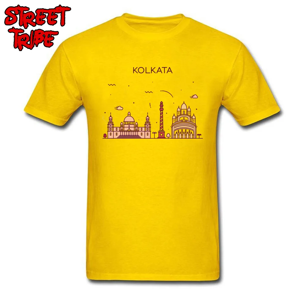 calcutta vector 24867 T-shirts for Men Geek Summer/Fall Tops & Tees Short Sleeve Latest Casual Tee Shirts Crew Neck All Cotton calcutta vector 24867 yellow