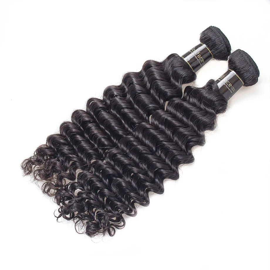 Remy натуральные кудрявые пучки волос с фронтальной кружевной застежкой Бразильские глубокие волнистые пряди волос с фронтальной