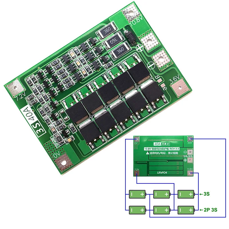 5 шт./лот 3S 40A железная литиевая батарея Защитная плата для зарядного устройства PCB BMS для электродвигателя 9,6 V 10,8 V Lipo модуль с балансиром