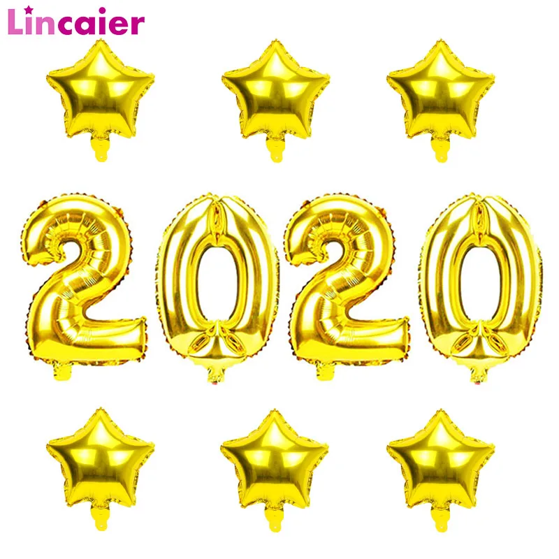 

16inch 2020 Foil Balloons Happy New Year Eve Party Decor Merry Christmas Decorations For Home Ornaments Tree Gold Silver