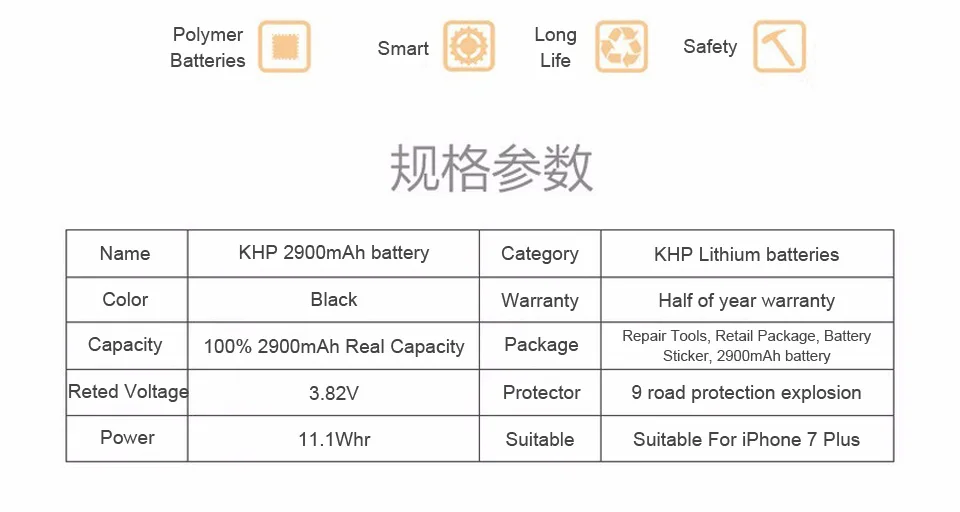 Новинка KHP телефон батарея для iPhone 7 Plus емкость 2900 мАч ремонтные инструменты 0 цикл Замена батареи наклейка