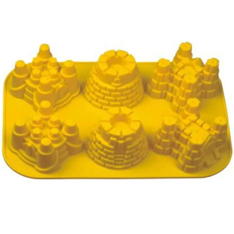6 cavity castle shaped Silicone mould fondant cake mold bakingwear