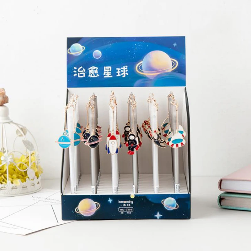 

4 Pcs/set Kawaii Planet Starry Sky Space Pendant Gel Pens 0.5mm Black Ink Signature Pen Gift Stationery School Office Supply