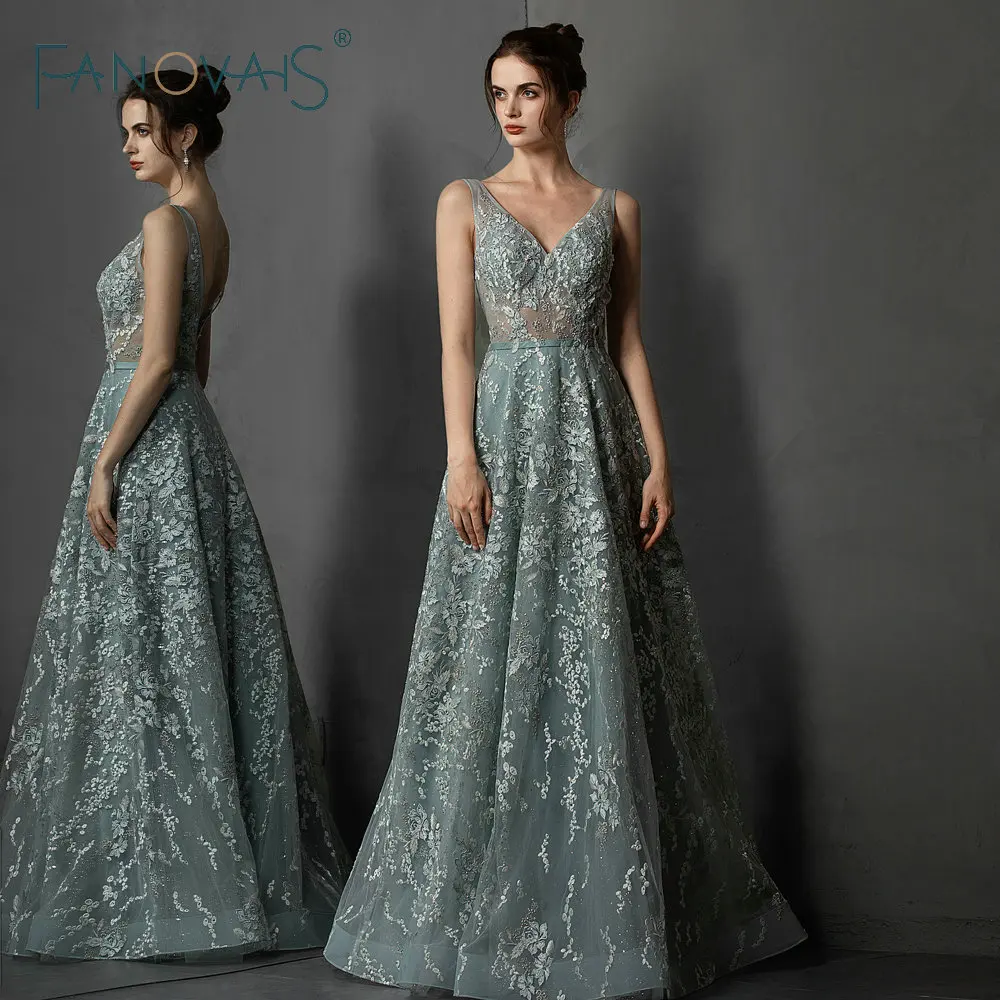 

Dubai Green Evening Dresses 2019 A Line Prom Dress Formal Dress For Women Vestido de Novia de Noche Robe de Mariee