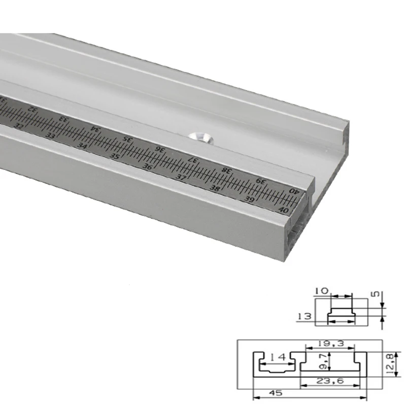 45 мм t-треки с Метрическая линейка стандартные алюминиевые слот направляющая для резки джиг приспособление Деревообработка DIY инструмент - Цвет: Золото