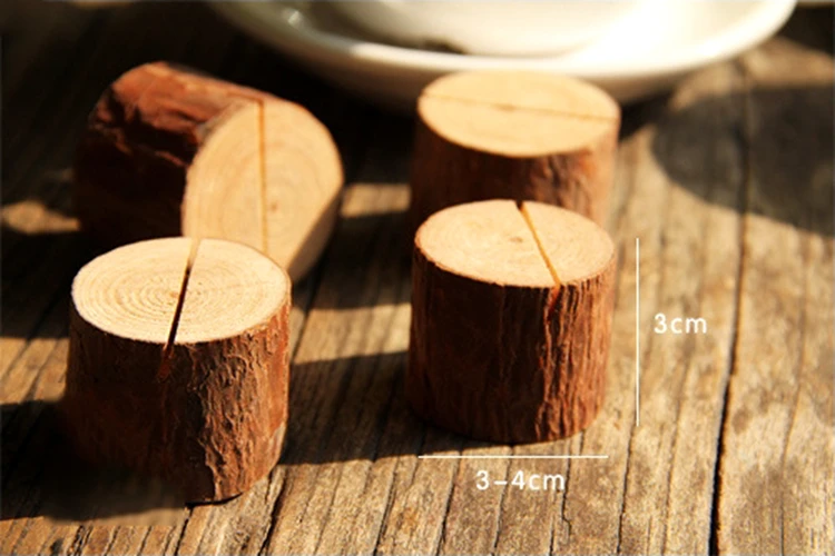

Fast delivery Creative Decoration 5pcs Simple wooden stumps original ecological forest note folder Photo clip Place Card Holder