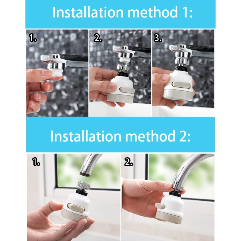 Поворотный кран фильтр адаптер экономии воды кран диффузор Ванная комната Кухня#0604