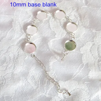 

10 pcs/ lot Round Cabochon Blank Setting Silver Bezel Bangle Bracelet Base 10mm for DIY Jewelry Making Finding