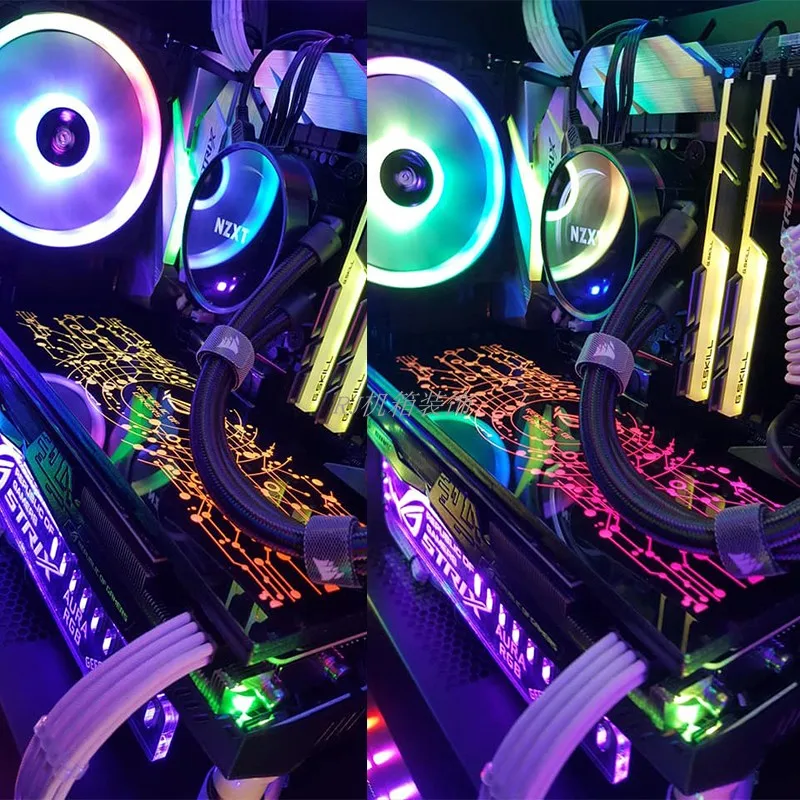  Nach Maß RGB Panel DIY MOBO AURA SYNC 5V 3Pin/12V 4Pin RGB Für VGA/SSD /Power/PC Fall Backplate Cha