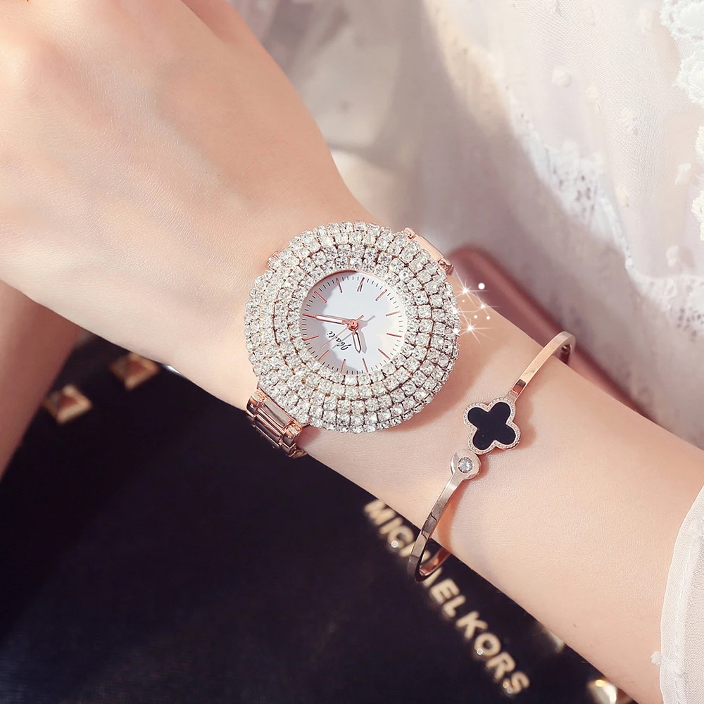 

Relogio Fashion Stainless Steel Rose Gold Women's Watches Luxury Brand Ladies Watch Reloj Mujer Bling Diamond Clock Women Montre