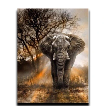 

Forest Elephant Painting Diamond Cross Stitch Full Square \ Diamond Round Rhinestone Mosaic Image Resin Diamond Embroidery
