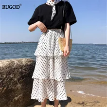 RUGOD/ летняя винтажная юбка в горошек с завышенной талией, приталенная женская повседневная юбка в консервативном стиле, vestidos