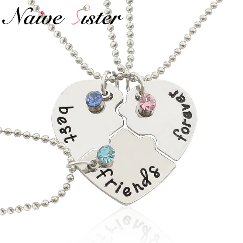 Download 3 Pcs/set "best friends forever" Rhinestone Broken Heart ...