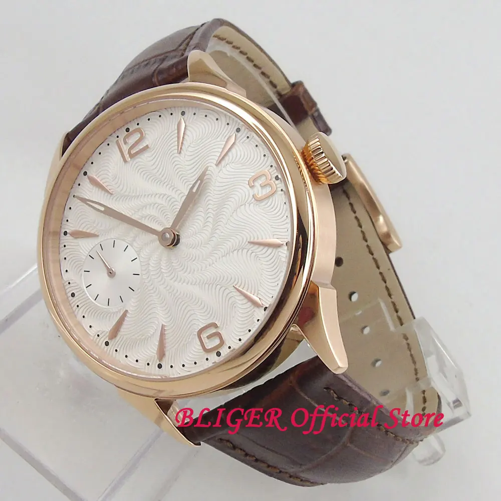 

Gold plated 44mm white dial golden hands Mechanical 17 Jewels 6497 Hand Winding Movement wrist Watch men's watch 2010