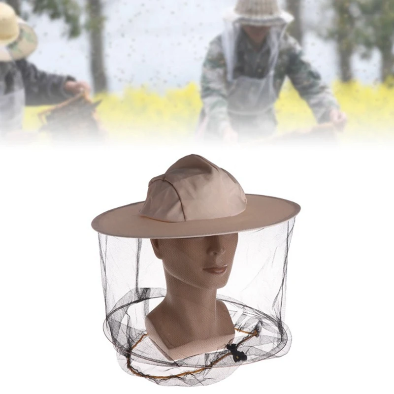 Mesh Face Mask Hat Beekeeping Protective Cap Keep Insects Bee Flying Face Neck Protector with Shrinking Rope Fishing tools
