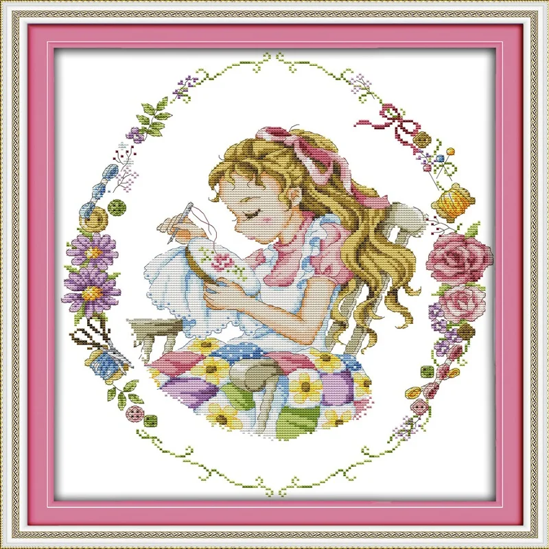 Joy Sunday венок для девочек вышивка крестиком 11CT 14CT печатный и без печатного рисунка