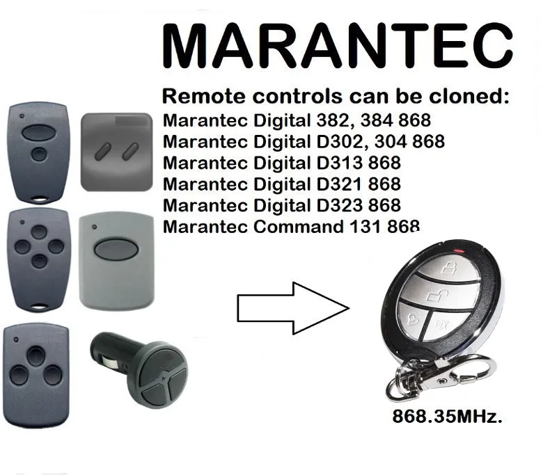 

10pcs MARANTEC Digital D302 D304 D313 D321 D323 Universal Remote Control Duplicator 868.35MHz.