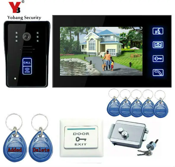 Видеокамера Yobang видеодомофон с дверным звонком и электрическим замком|doorbell