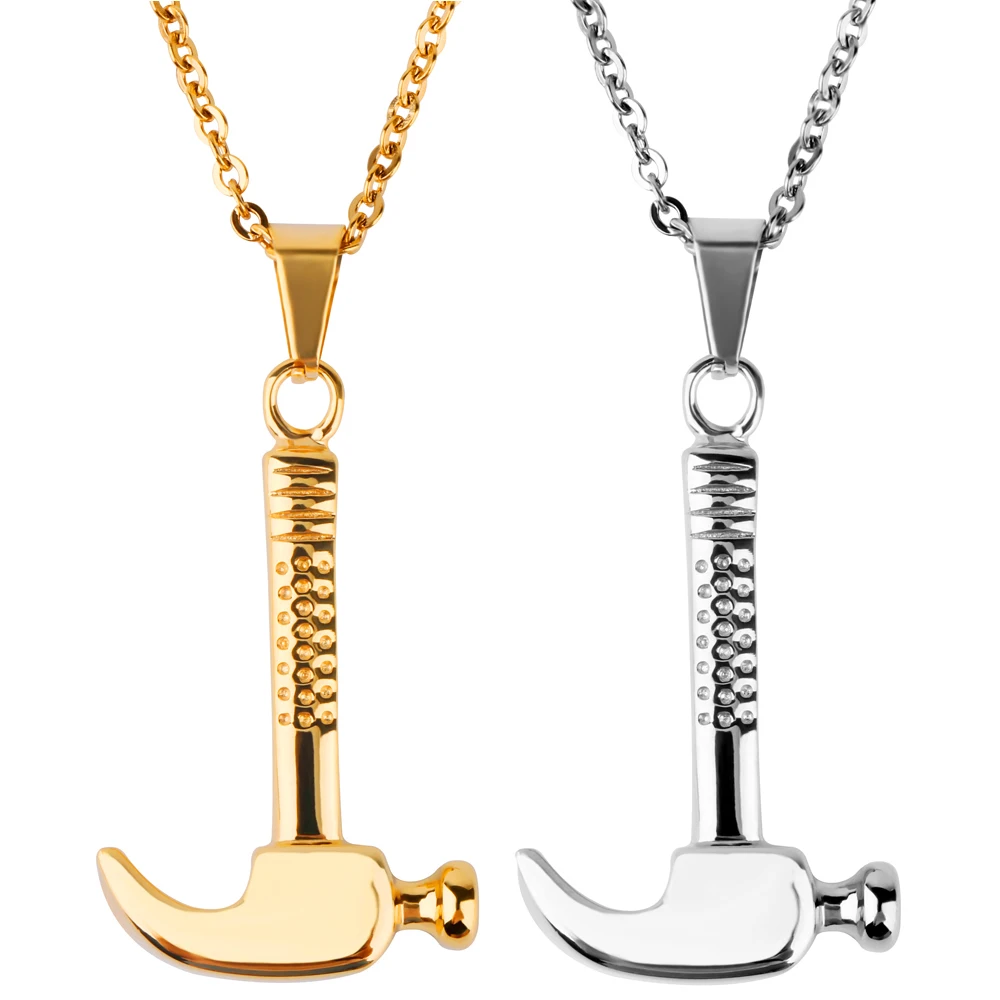 Mimeng 2 Colors Titanium Hammer Pendant Necklace for Men Jewelry Come With Chainin Pendant