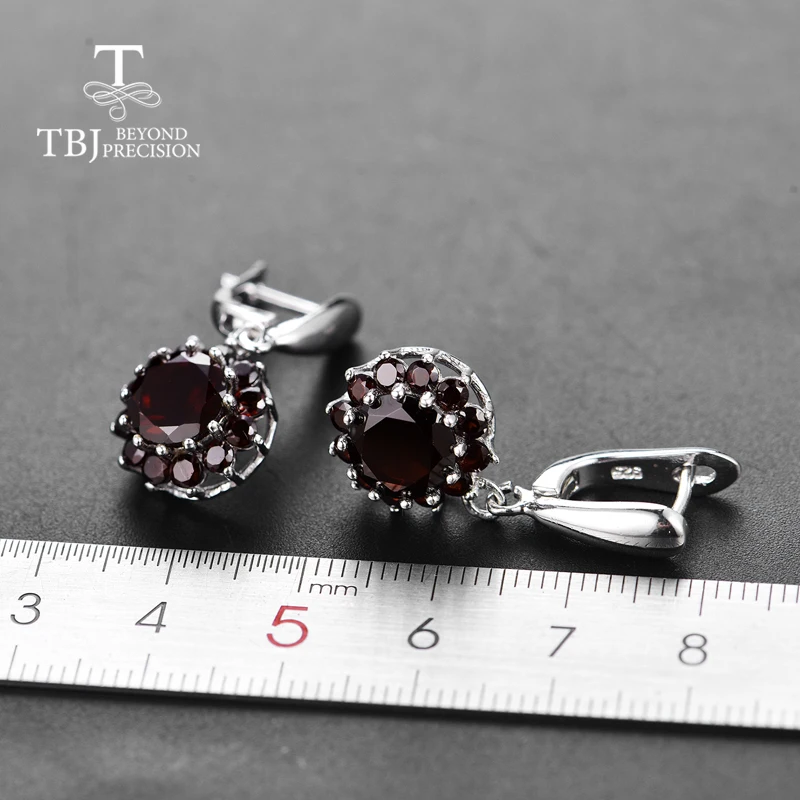 Женские серьги с черным гранатом TBJ ювелирные украшения натуральным драгоценным
