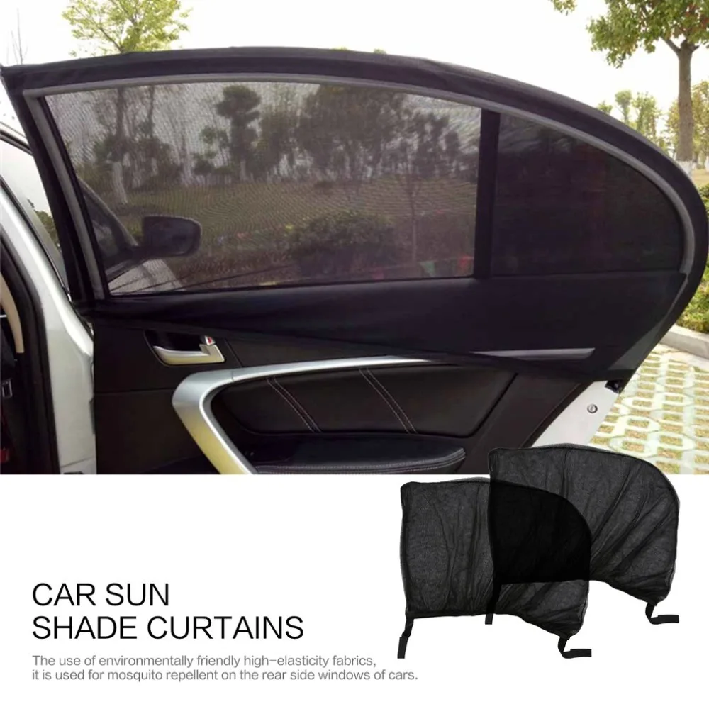 2Pcs Flexible Auto Side Rear Window Sun Shade Mesh Curtain Car UV