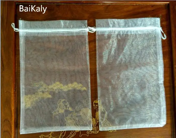 500 шт./лот Сумка из органзы 20x30 см сумка на шнурке для свадьбы/дня