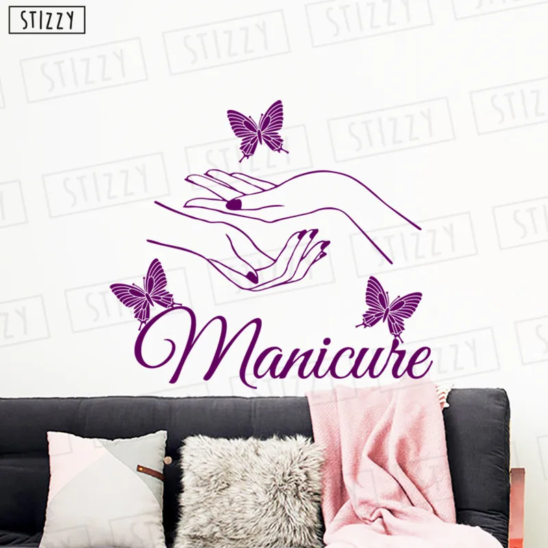 Настенная Наклейка stizzy Butterfly Hands Spa Nails Salon виниловые настенные наклейки для