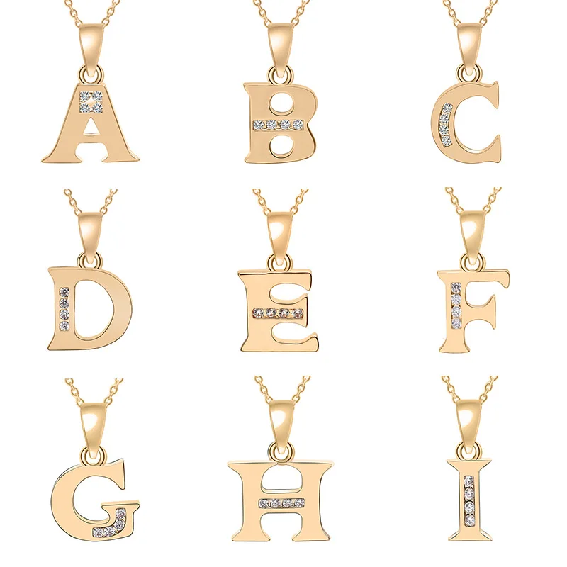 

Cursive all 26 English Initial Alphabet name Necklace tiny English word Initial Letter monogram charm Metal Engagement necklace