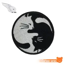 Милый Кот Вышитые Железные на патч Забавный мультфильм жилет на заказ патчи для шляпы одежда