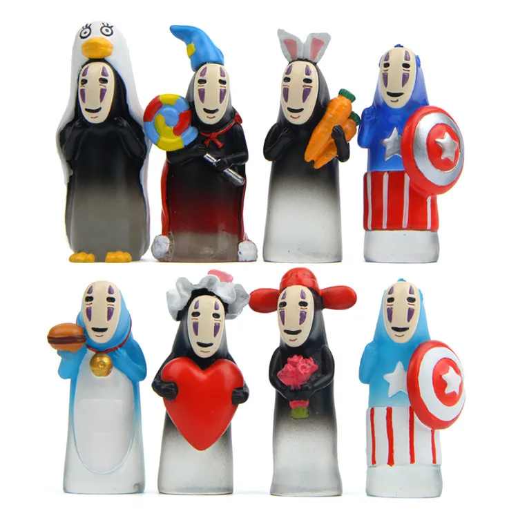 

Japanese Studio Ghibli Spirited Away No Face Man Doll Cosplay Captain America Groom Bride Anime Figure Model Toy Decoration