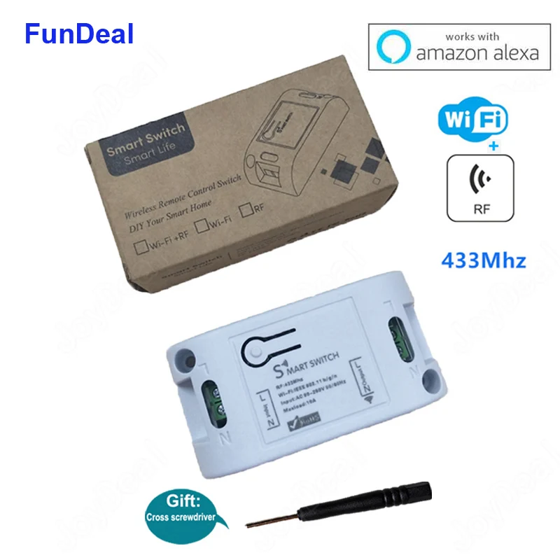 

433Mhz RF Wifi Smart Remote Control Switch 1CH Receiver Wireless Light Power Switch Intelligent DIY Wi-fi Switch Work With Alexa